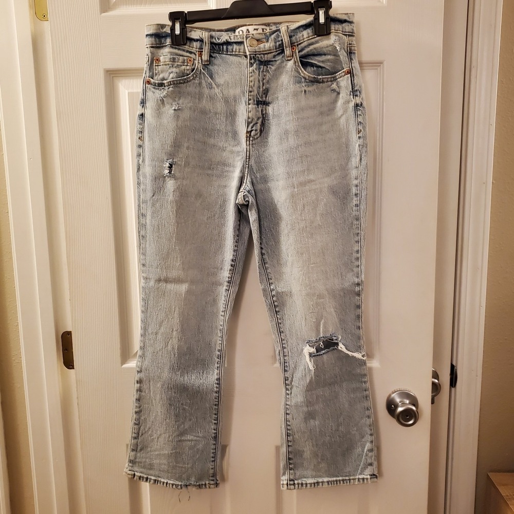 DAZE Tough Love 28 Straight Leg Ankle/crop Jean Lite Wash Distress Retro‎ Casual